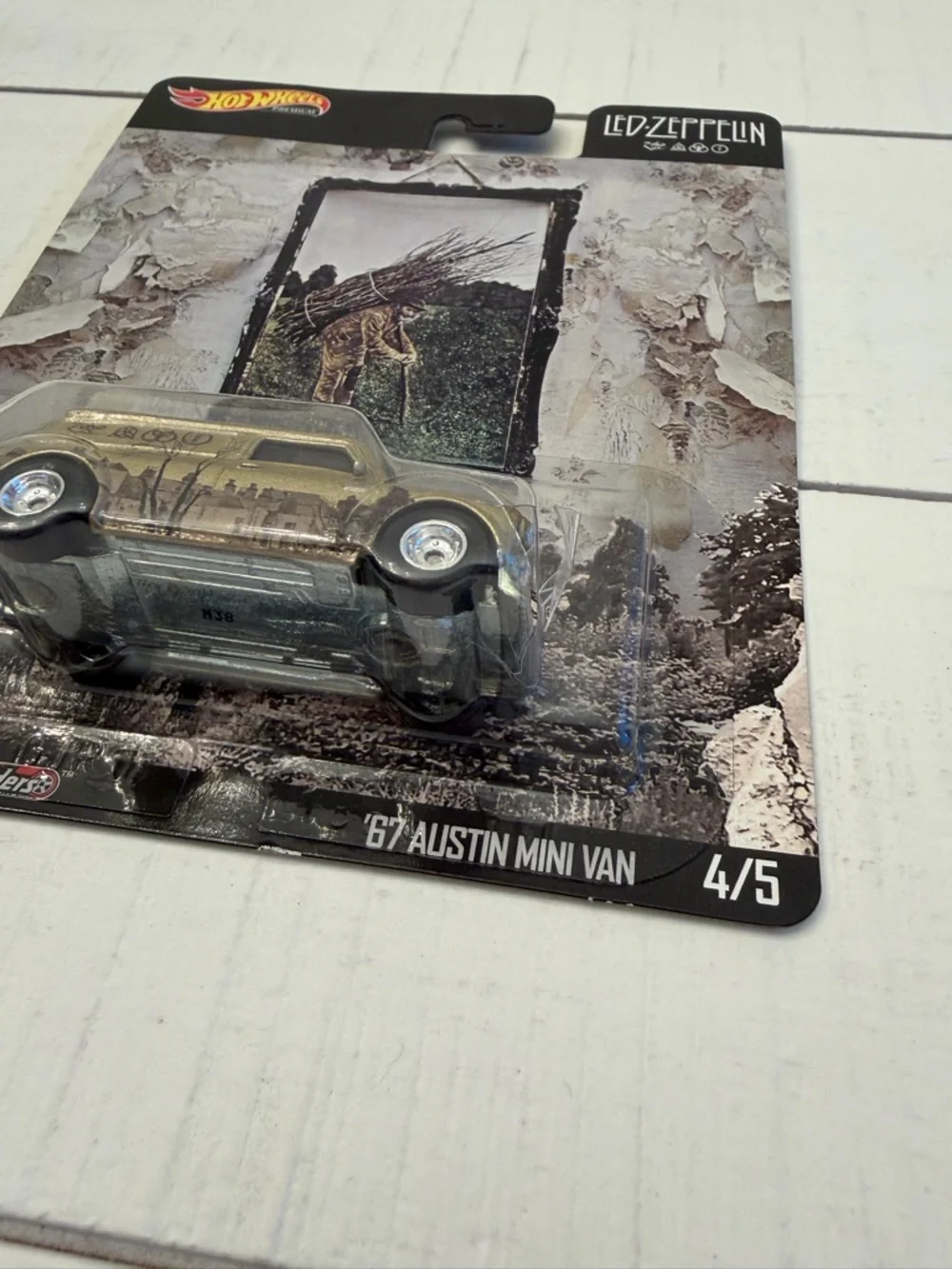 Led Zeppelin Hot Wheels '67 Austin Mini Van Toy Car- Metallic Gold with Graphics